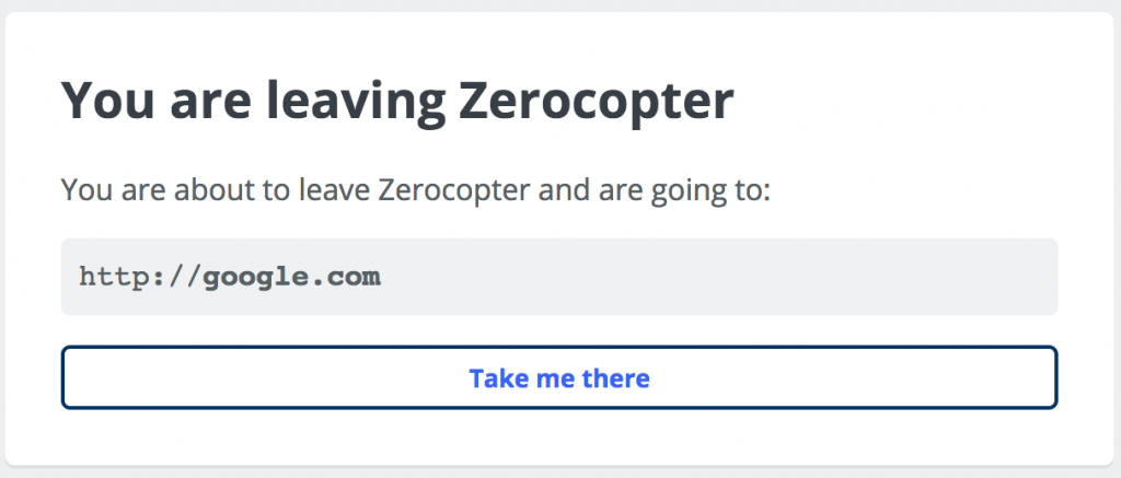 Zerocopter external warning page